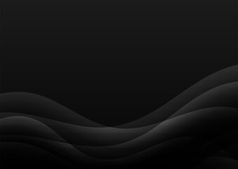 ダークな黒の抽象ウェーブ背景