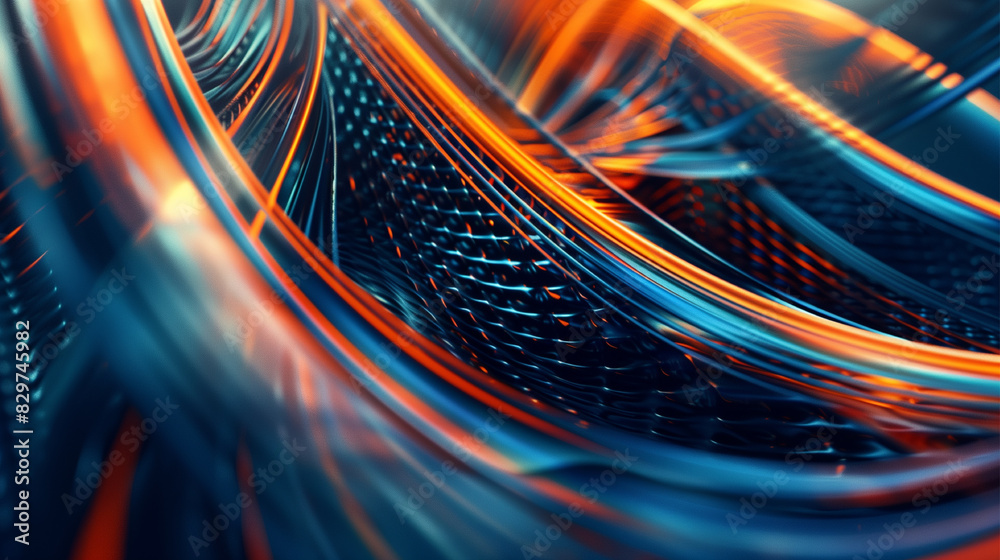 Wall mural abstract digital background for wallpaper. blue and orange light lines. futuristic and technological background. fantastic wallpaper