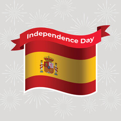 Spain Wavy Flag Independence Day Banner Background