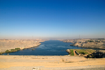 Lake Nasser in Aswan, Egypt, view from the High Dam.