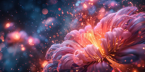 Fototapeta premium Detailed view of a flower against a black backdrop