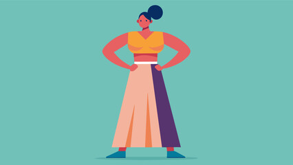 A guy confidently wearing a crop top and long skirt challenging traditional gender roles and embracing his body.. Vector illustration