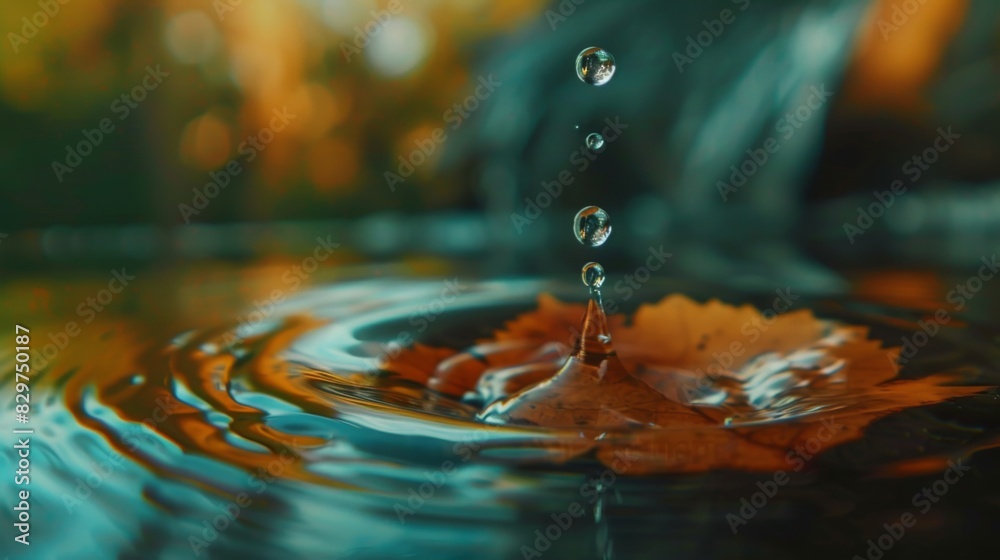 Aufkleber a macro shot of a water droplet about to fall from the tip of a leaf, captured in a moment of suspen