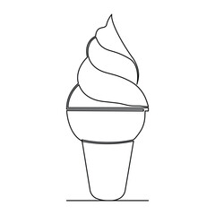 continuous one line summer ice cream fresh name logo dessert hand drawn illustration vector.
Continuous One line ice cream outline vector art illustration