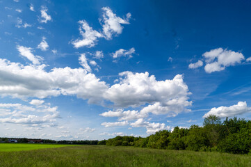 Fototapeta premium Landscape panorama near Brunnthal south of Munich.