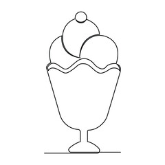 continuous one line summer ice cream fresh name logo dessert hand drawn illustration vector.
Continuous One line ice cream outline vector art illustration