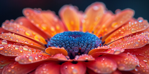 Close up of a flower covered in water droplets