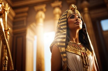 Fototapeta premium Golden Sovereignty: Cleopatra's Reign as Queen of Egypt and Symbol of Power.