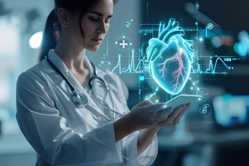 Heart rate, doctor with hologram for healthcare, Consulting, medicine.