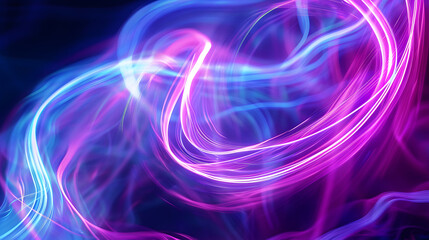 Abstract blue and purple dynamic background.Futuristic vivd neon swirl lines. Light effect. Generative AI.