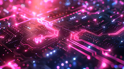 2d illustration Abstract futuristic electronic circuit technology background
