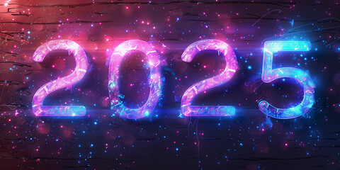 The number 2025 for new year repeated multiple times in vector text on a plain background