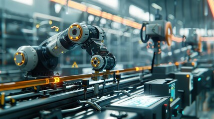 Factory AI system adjusts production rates to match market demand fluctuations, optimizing efficiency and meeting customer needs in real-time, Created with Generative AI.