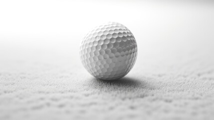 A white golf ball is sitting on a grassy field. The ball is the only object in the image, and it is the main focus of the scene. Concept of calm and tranquility