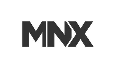 MNX logo design template with strong and modern bold text. Initial based vector logotype featuring simple and minimal typography. Trendy company identity.