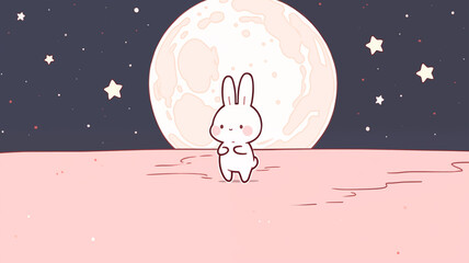 Fototapeta premium Hand drawn cartoon cute rabbit illustration 