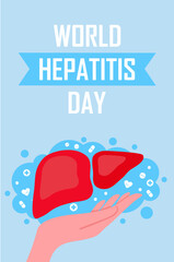 hepatitis day banner with liver picture