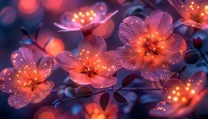 Glowing pink flowers with a magical feel.