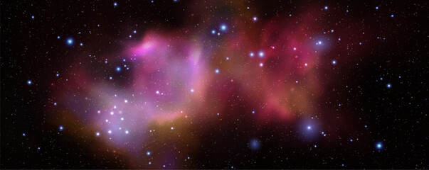 Space vector background with realistic nebula and shining stars. Magic colorful galaxy with stardust