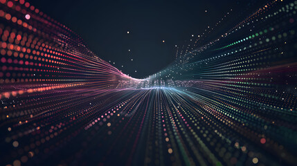 abstract lines with dots over dark background. connecting or big data concept. Generative AI.