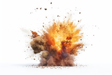 Photo of A powerful explosion isolated on white background, detailed illustration.