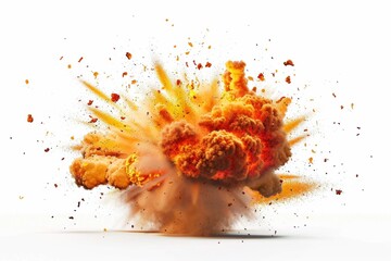 Photo of A powerful explosion isolated on white background, detailed illustration.