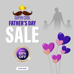 Vector illustration of Happy Father's Day Sale social media feed template