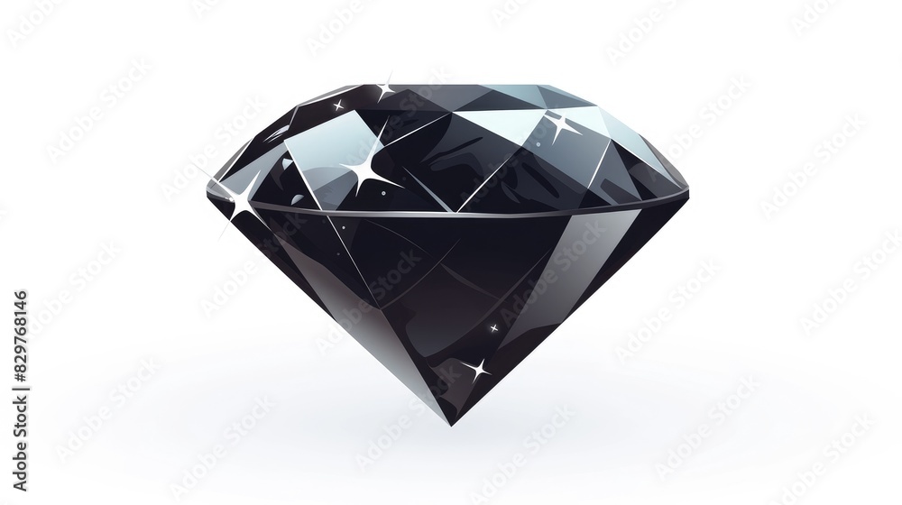 Wall mural a sleek luxurious black diamond icon shines elegantly in this polished flat design 2d illustration p