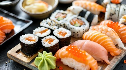 a traditional Japanese breakfast spread, including rice and rolls with fish, lotus root porridge, and assorted dishes, set in the cozy dining room of a home or restaurant.