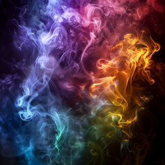 abstract wallpaper of colored smoke on a black background