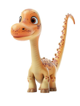 recommend clip art: cute 3D character of orange brontosaurus on transparent background