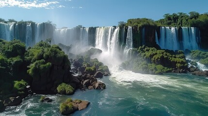 Fototapeta premium Iguazu Falls on the border of the Argentine and Brazilian Iguazu National Parks.
