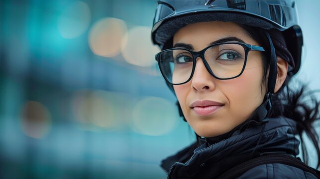 Empowered woman in helmet leading workers, exemplifying female strength in male dominated fields