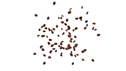 ローストされたコーヒー豆の散乱　背景透過