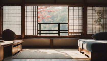 serene room influenced by modern Japanese aesthetics
