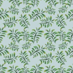 Watercolor Green Leaf Pattern