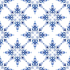 Delicate Blue and White Watercolor Snowflake Pattern