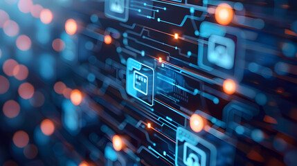 Secure Document Sharing Solutions, Highlight secure document sharing solutions in an image featuring encrypted file transfers and secure access controls