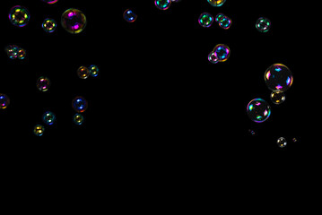 Soap bubbles isolated on a black background
