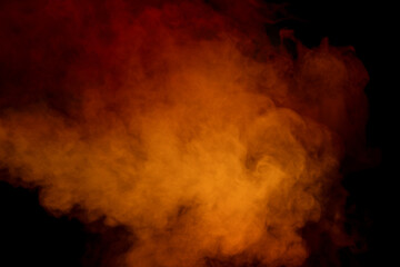 Orange and red steam on a black background.