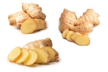 Ginger root isolated on white background.