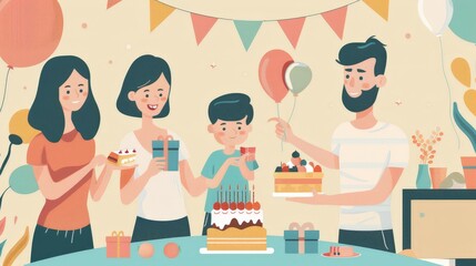 A family celebrates a birthday with cake, presents, and heartfelt wishes. The special day is made even more meaningful by the presence and love of family members, creating unforgettable moments.