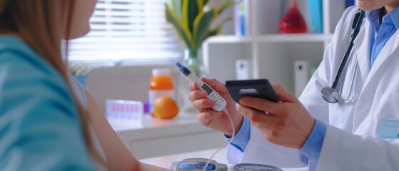An endocrinologist explains diabetes management to a patient