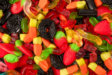Assorted colorful gummy candies. Jelly  sweets.