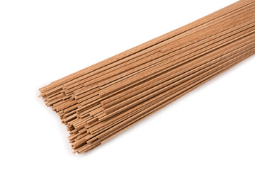 Buckwheat noodles isolated on a white background.