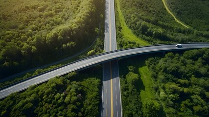 Capture stunning aerial views of modern highways, witness breathtaking highway panoramas from above, experience the beauty of contemporary highways from the sky, marvel at the modern road network
