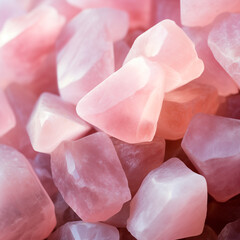 macrophotography of the iridescent pink texture of natural quartz stone