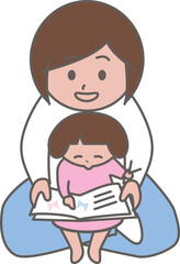 絵本を読むお母さんと女の子