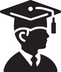 Graduation Cap Icon Vector Silhouette Illustration. Educational Tool 
