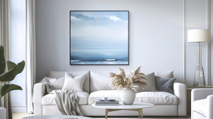 Fototapeta premium Frame mockup, a serene seascape painting inspires tranquility in any room